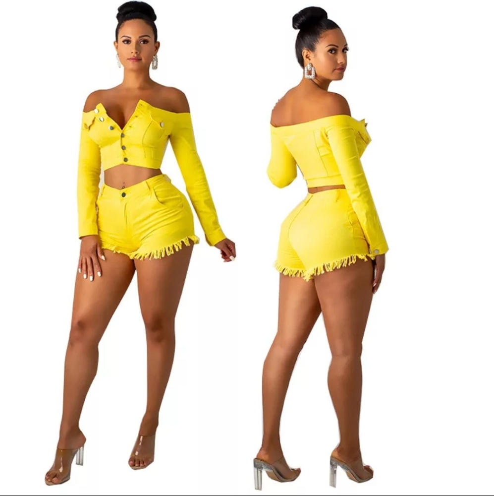 Yellow short set XL
